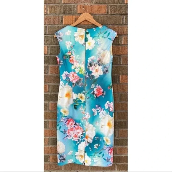 Maggy London, Scuba Dress in Teal Floral - Picture 3 of 7